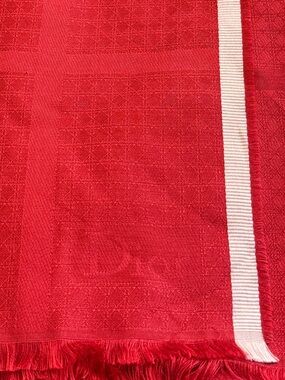 Dior silk and wool logo red scarf